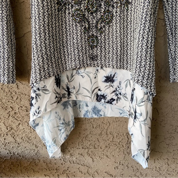 Layered Knit Sweater/TUNIC with Crystal Embellished Chest by VOCAL - Picture 5 of 9